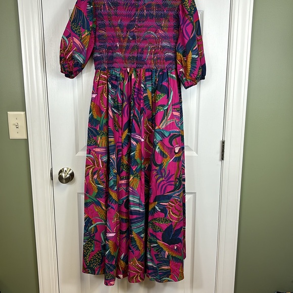 NWT Farm Rio rainbow macaws midi dress sz sm - Picture 11 of 11